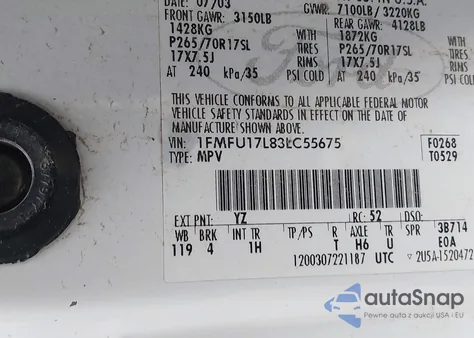 2003 Ford Expedition Eddie Bauer из США, поврежденный, VIN 1FMFU17L83LC55675